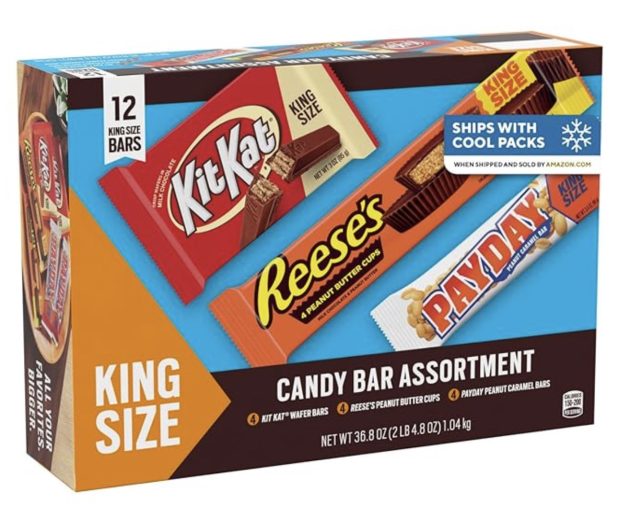 KIT KAT, PAYDAY and REESE'S Assorted Flavored King Size, Candy Variety Box, 